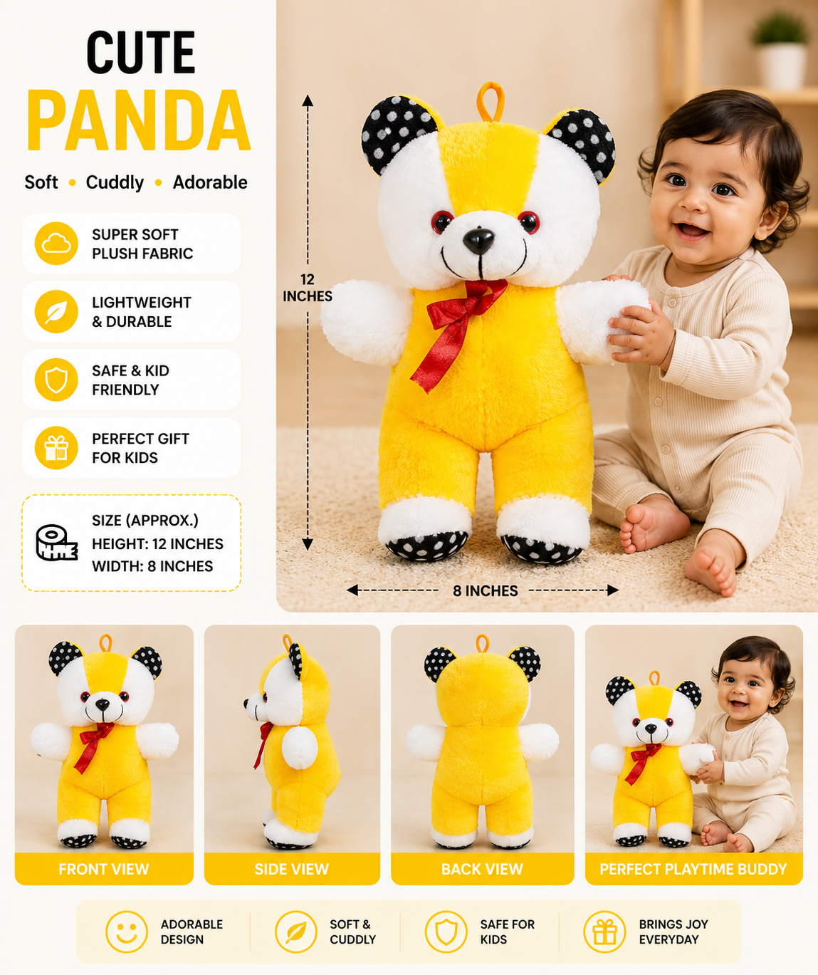 Approx 12 Inch Cute Soft Panda Plush Toy - Image 2