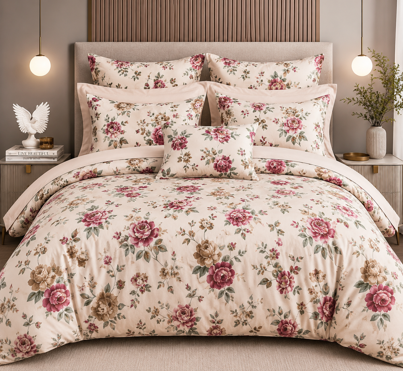 VANORA Premium Bedsheet Set – Double Bed (218×240 cm) with 2 Pillow Covers