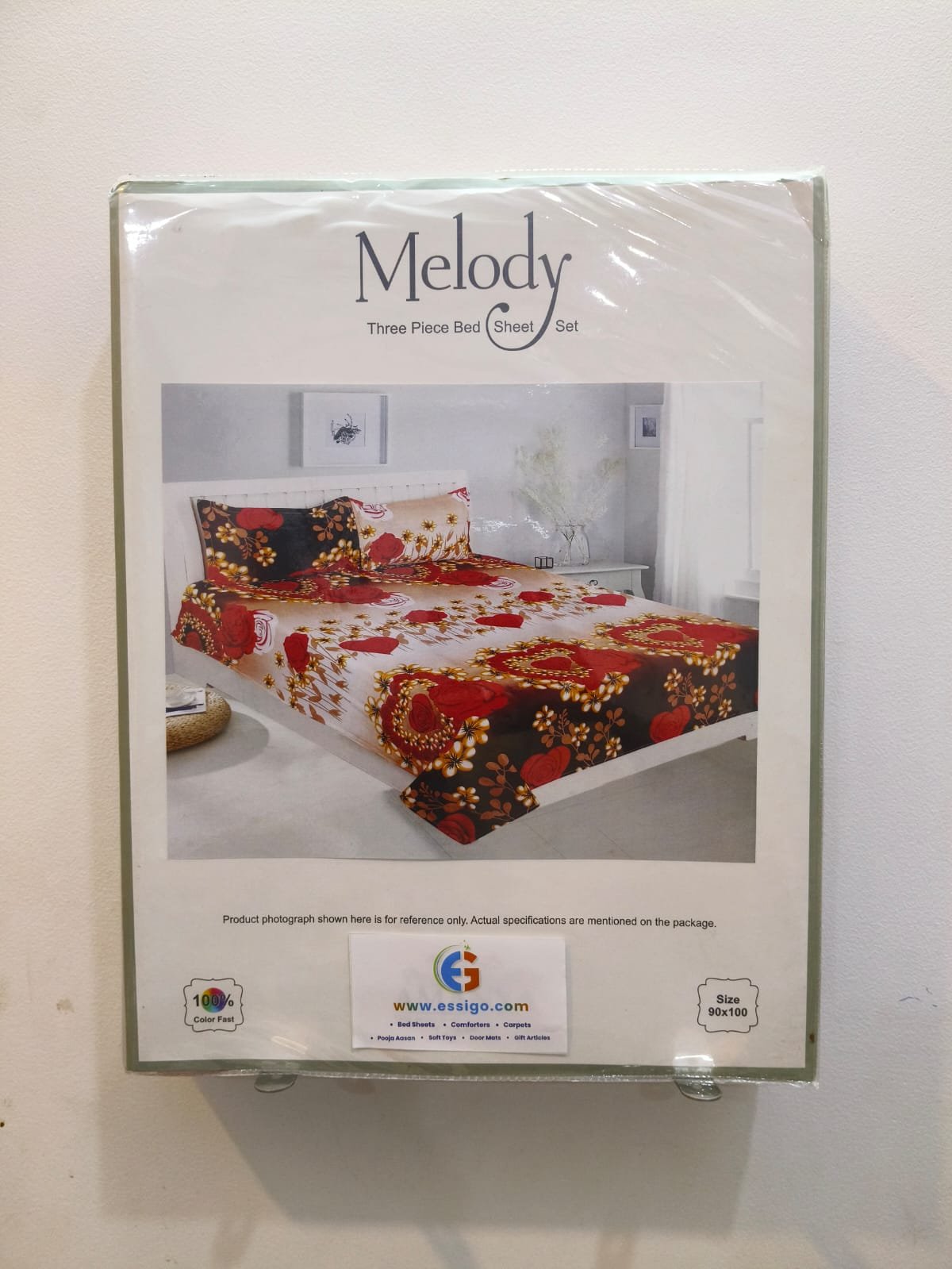 Melody Premium 3 Piece Double Bed Sheet Set with 2 Pillow Covers | 90 x 100 Inches - Image 2
