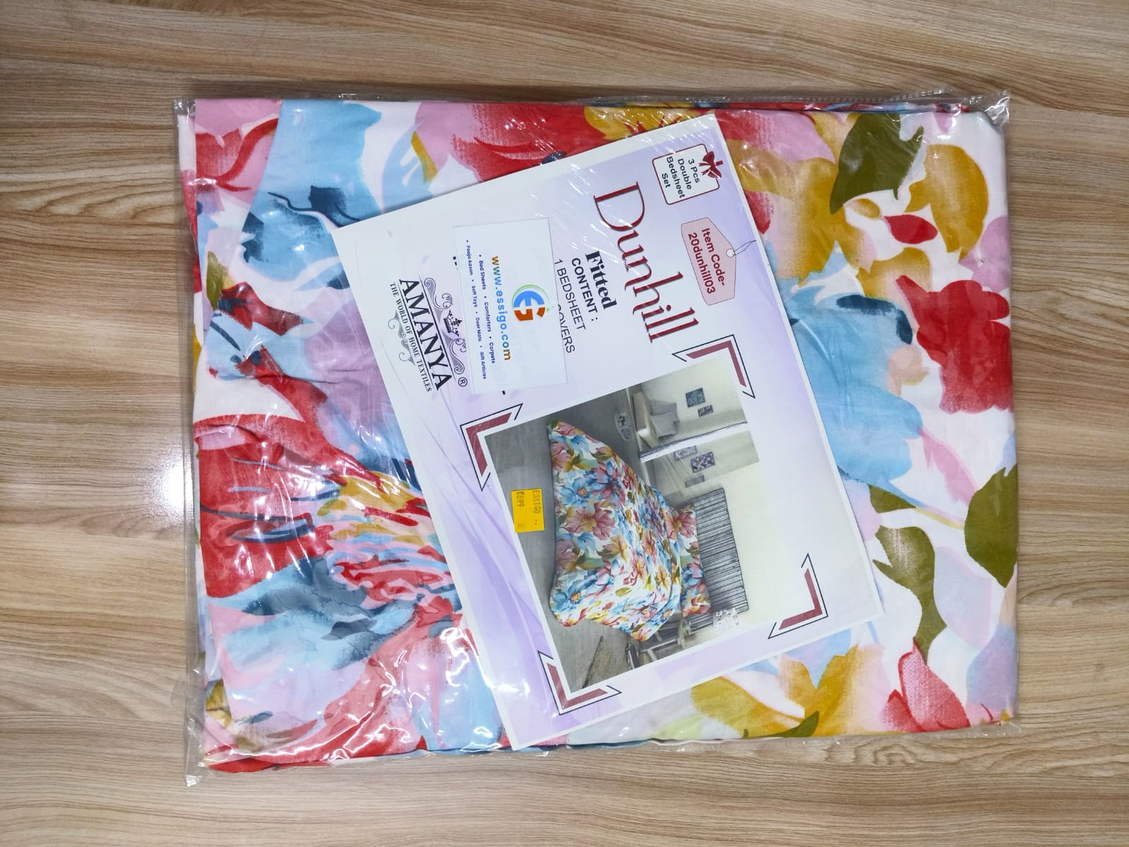 3-Piece Double Fitted Bedsheet Set with 2 Pillow Covers – 72 x 78 Inches - Image 2