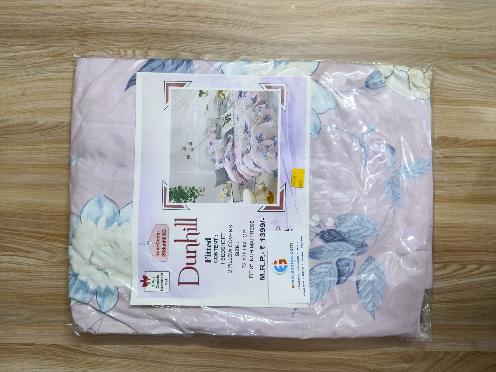 3-Piece Double Fitted Bedsheet Set with 2 Pillow Covers – 72 x 78 Inches - Image 2